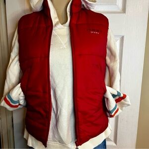 Tommy Jeans Vintage Y2K‎ Red Zipper Logo Quilted Spell-out Casual Puffer Vest M